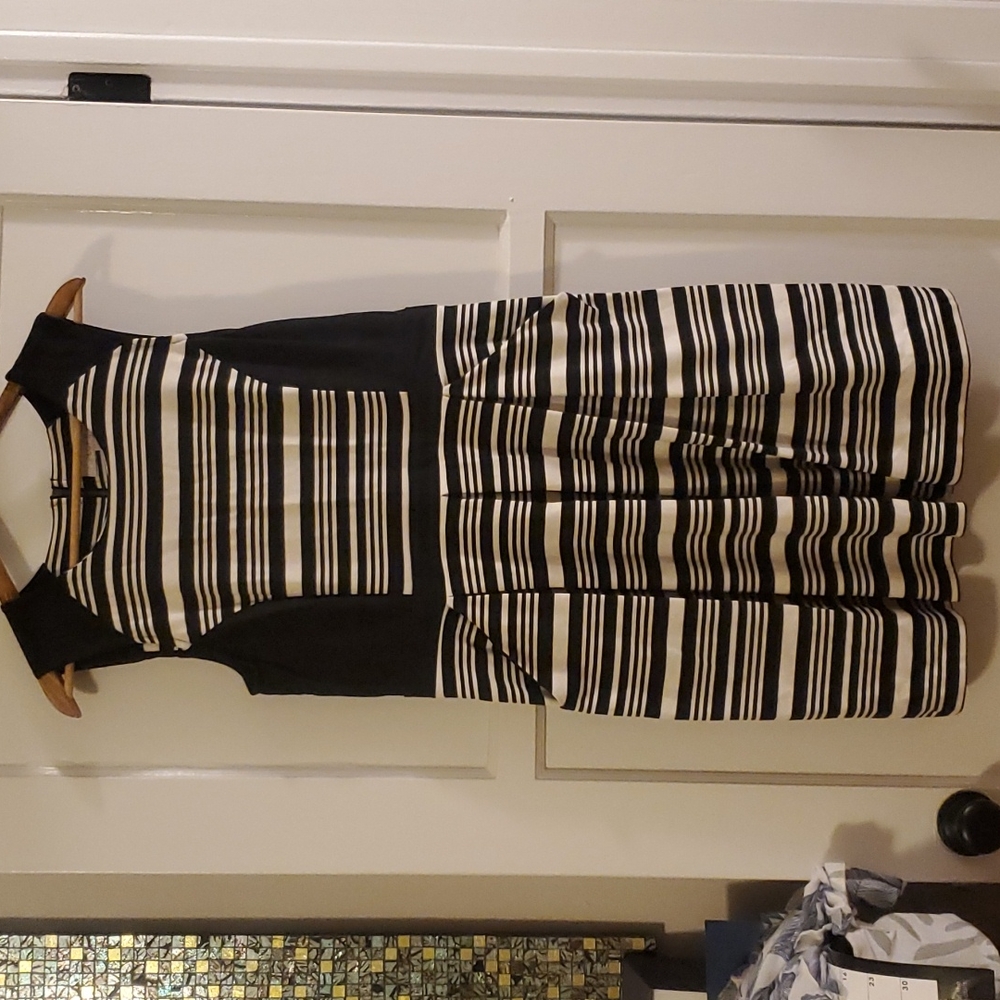 Ann Taylor Loft black and white dress with pockets